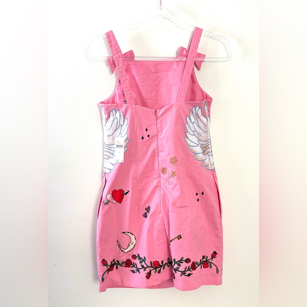 New Anthropologie Maeve pink swan embroidered mini shift dress - Picture 11 of 11